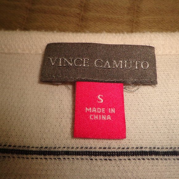 Vince Camuto Sleeveless Dress Pom Pom Hem Stripes Blue/Off Wht - Picture 5 of 14